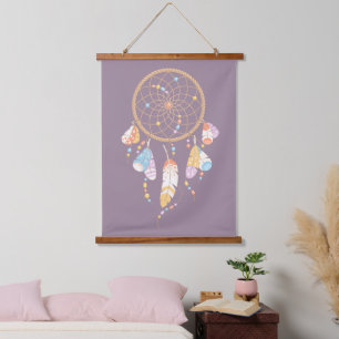 Tapisserie Suspendue Tribal Dreamcatcher Boho Purple