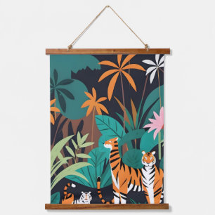 Tapisserie Suspendue Trio de tigres tropicaux