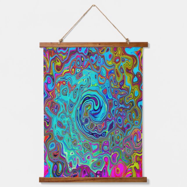 Tapisserie Suspendue Trippy Sky Blue Abstrait Retro Liquid Swirl (Recto)
