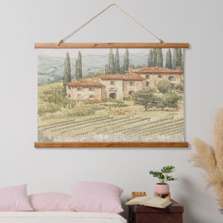 Tapisserie Suspendue Tuscan Vineyard Watercolor Wedding Backdrop Tapest
