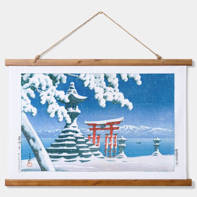 Tapisserie Suspendue ukiyoe - hasui - No.4 Neige à Itsukushima - (Devant)