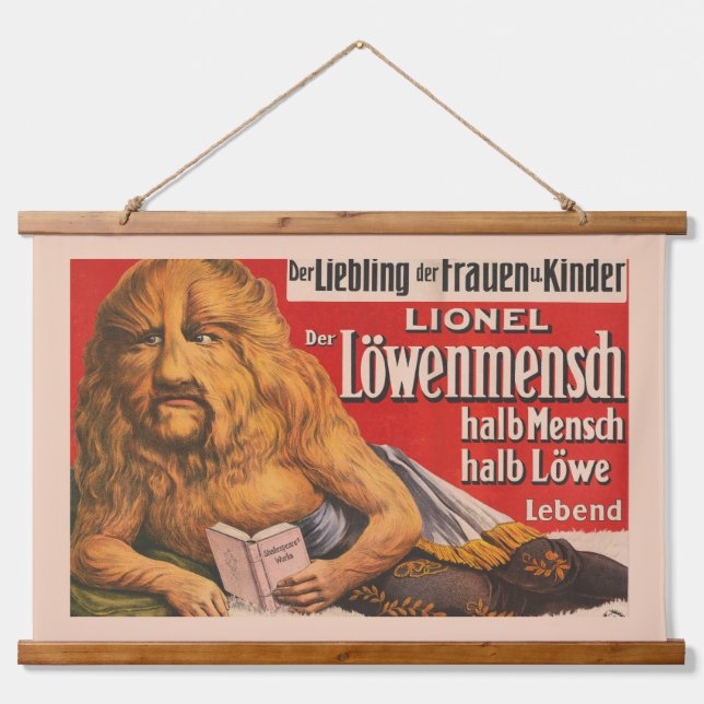Tapisserie Suspendue Un Homme Avec Tête Lion Lecture Shakespeare, 1913. (Devant)