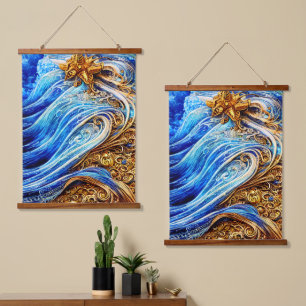 Tapisserie Suspendue Vagues d'océan bleu moderne