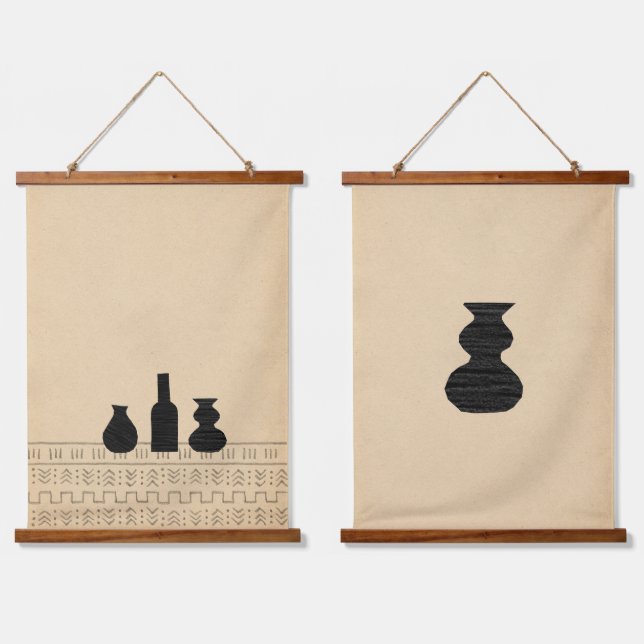 Tapisserie Suspendue Vases boho Abstraites (Double)