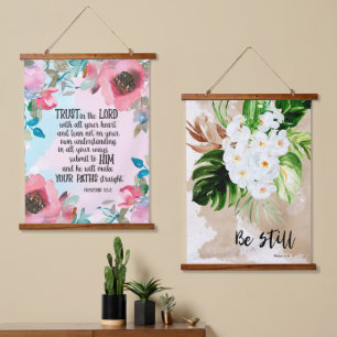 Tapisserie Suspendue Verset Bible Floral Ensemble de deux versets