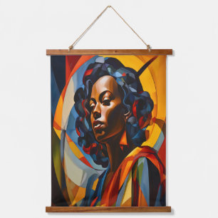 Tapisserie Suspendue Vibrant Cubiste Abstrait Portrait Art