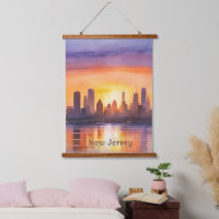 Vibrant New Jersey Watercolor Sunset Art