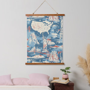 Tapisserie Suspendue Vintage American Landmark Motif - Liberty, USA