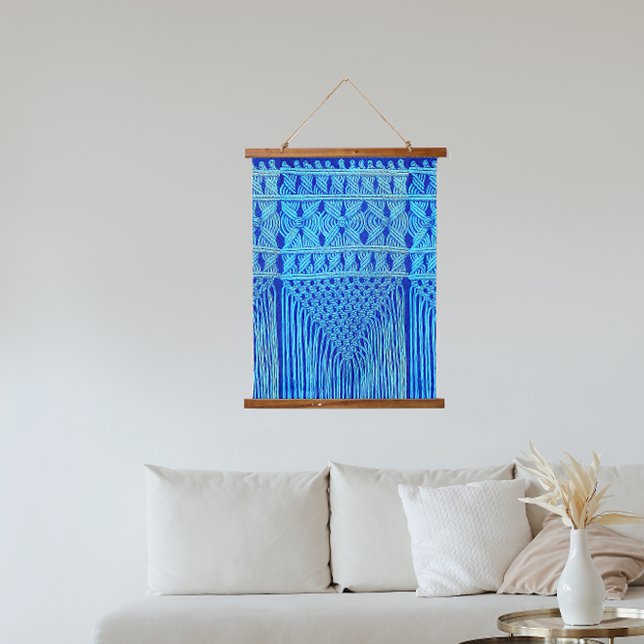 Tapisserie Suspendue vintage look Macramé - bleu (Créateur téléchargé)