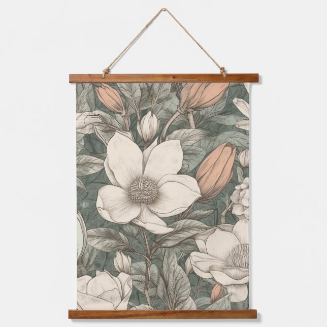 Tapisserie Suspendue Vintage luxuriant Magnolia Floral Botanique (Recto)