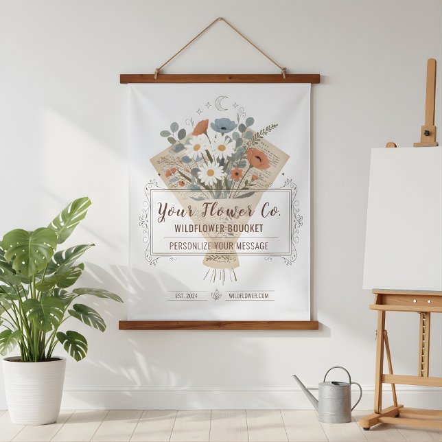Tapisserie Suspendue Vintage Novel Page Flowers Custom Design (Chic Bouquet Flowers Tapestry)