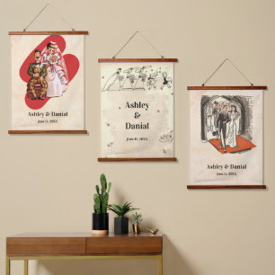 Tapisserie Suspendue Vintage Retro Flourish les années 50 Couple Classi