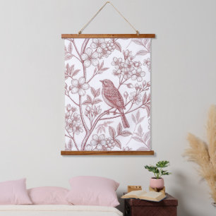 Tapisserie Suspendue Vintage Sakura Cerry Blossom & Bird Esthétique 1