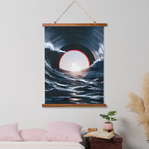 Tapisserie Suspendue Vinyle Vintage Surf Wave Océan Musique Rétro