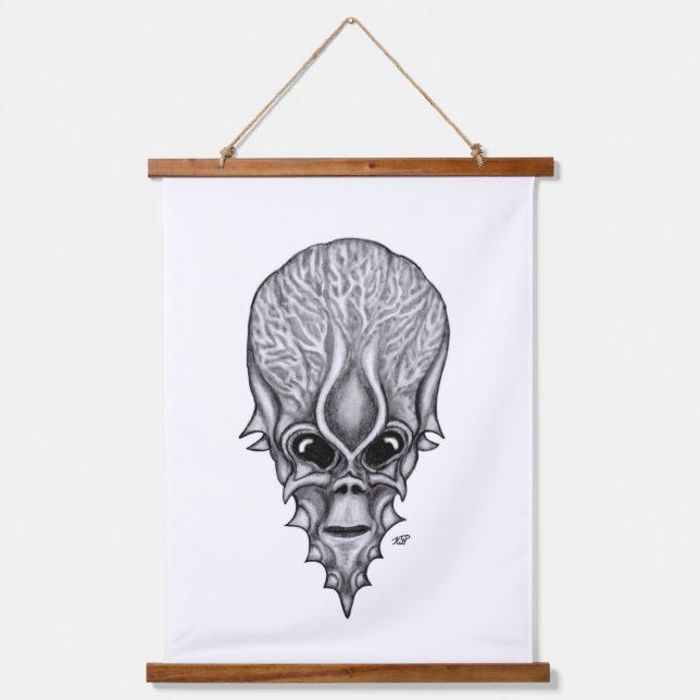 Tapisserie Suspendue Visage Alien, Reconstruction faciale du crâne afri (Recto)