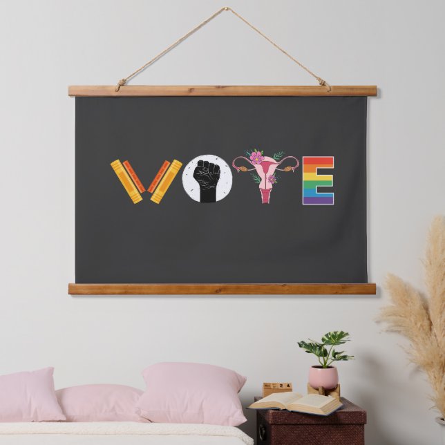 Tapisserie Suspendue VOTE Books Uterus LGBT Support (Chambre à coucher)