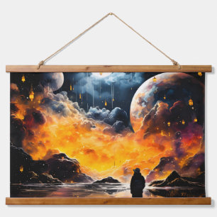 Tapisserie Suspendue Voyageur astronaute Horizon cosmique Journey