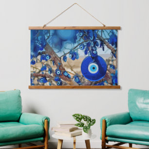 Tapisserie Suspendue Watercolor of Tree Decorated with Nazars