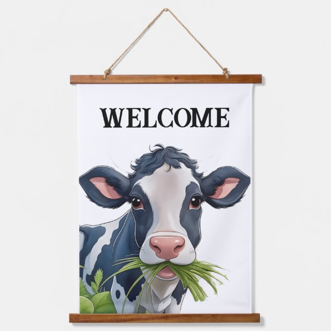 Tapisserie Suspendue WELCOME Wood Topped Wall Tapestry (Recto)