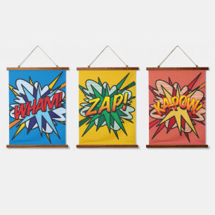 Tapisserie Suspendue WHAM ZAP KAPOW Comic Book Modern