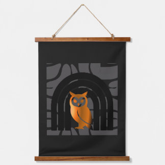 Tapisserie Suspendue Whimsical Boho Owl & Tropical Monstera Leaf