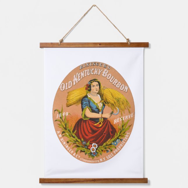 Tapisserie Suspendue Whiskey Advertising Étiquette, Vers 1860. (Recto)