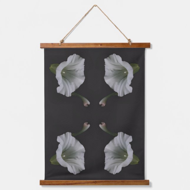 Tapisserie Suspendue White Morning Glory Flower Close Up Abstract (Recto)