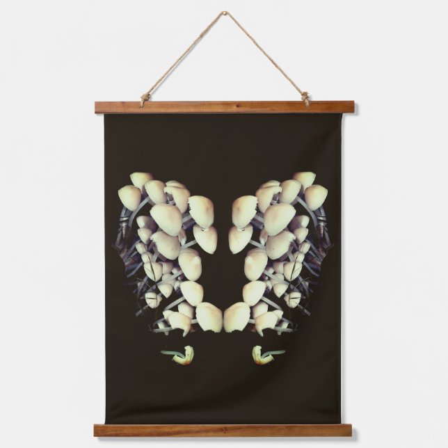 Tapisserie Suspendue White Wild Mushrooms Nature Abstract  (Recto)