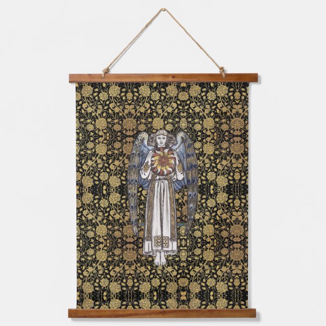 Tapisserie Suspendue William * Morris Black and Gold Floral Angel (Recto)