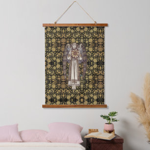 Tapisserie Suspendue William * Morris Black and Gold Floral Brown Angel