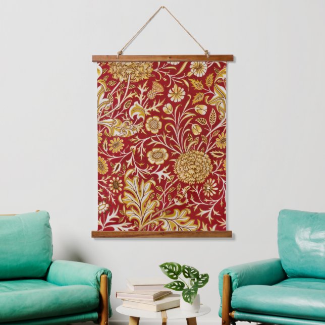 Tapisserie Suspendue William Morris Cherwell Motif Floral Rouge (Salon)
