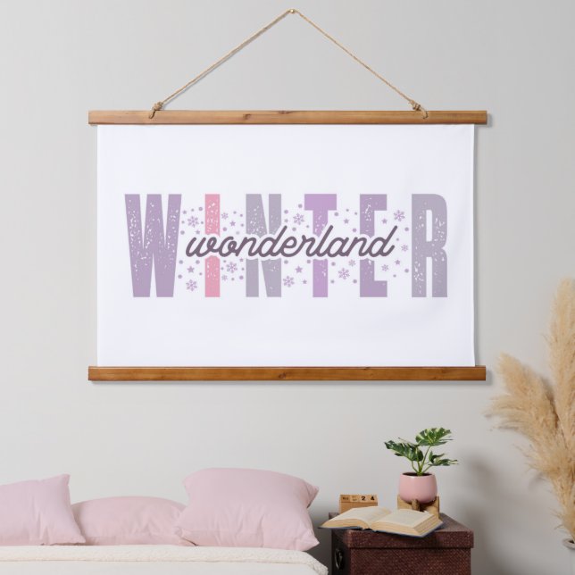 Tapisserie Suspendue Winter Wonderland - Typographie Festive Art (Chambre à coucher)
