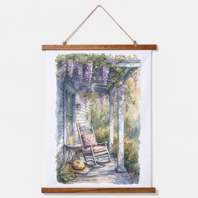 Tapisserie Suspendue Wisteria Porch Rocking Chair Scène (Recto)