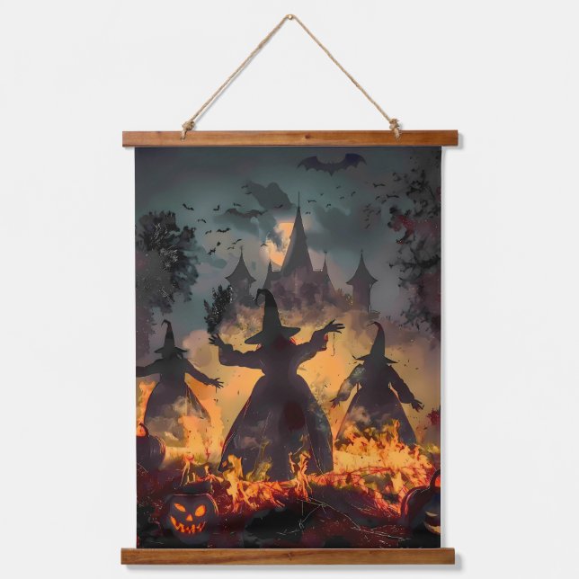 Tapisserie Suspendue Witching Hour Ritual – Fire Dance of the Three Sis (Recto)