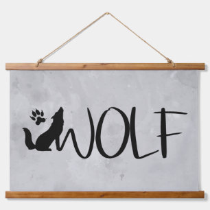 Tapisserie Suspendue Wolf Texte Graphique Art Animal Nature