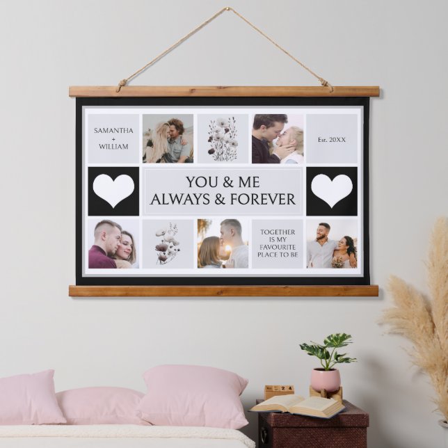 Tapisserie Suspendue You and Me Always & Forever Photo Collage (Chambre à coucher)