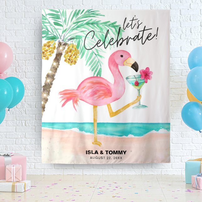 Tapisserie Tropicale Fête de la Plage aux Flamants (Créateur téléchargé)