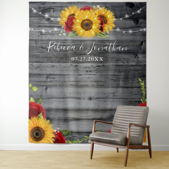 Tapisseries de Mariage de tournesol rustique (En situation)