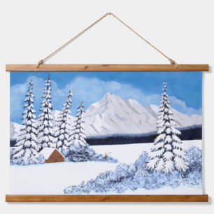 Tapisseries murales en bois des montagnes enneigée
