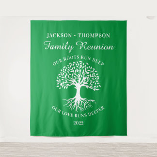 Tapiz Family reunion tree backdrop banner green Tapestry