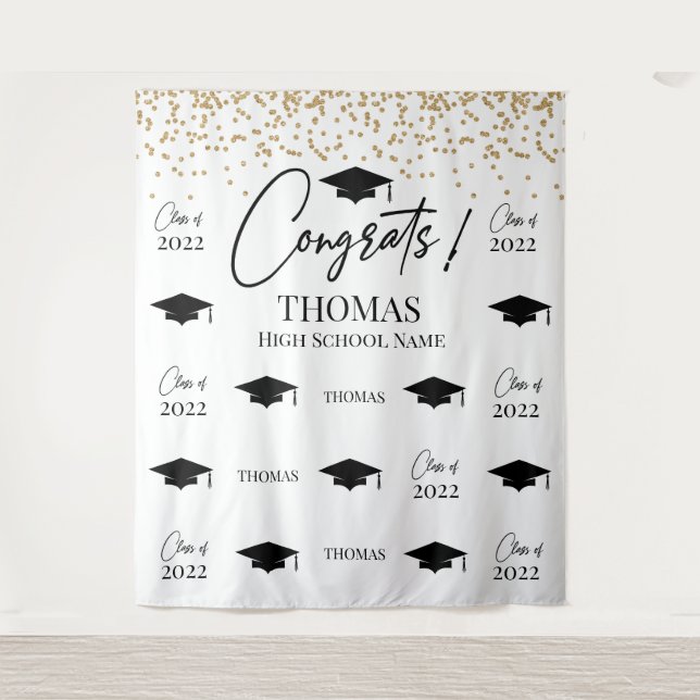 Tapiz Step and repeat Graduation Backdrop banner  Tapestry (Front)