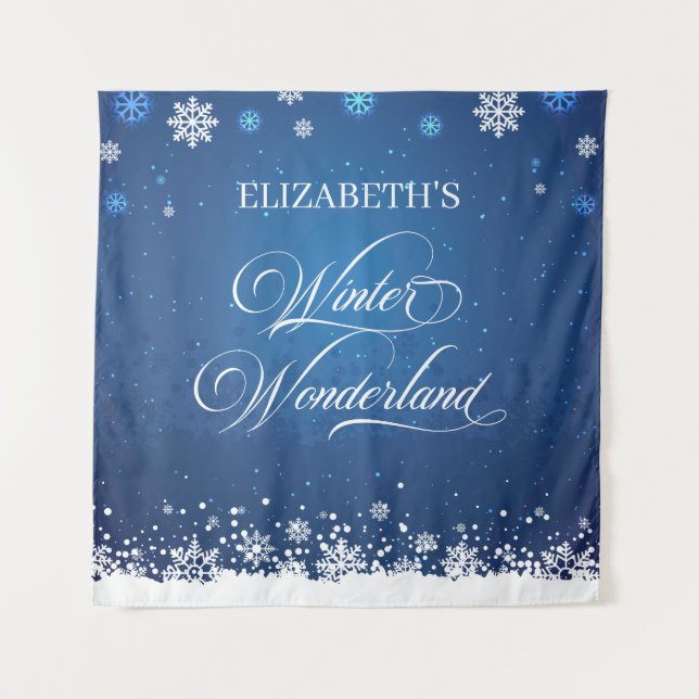 Tapiz Winter Wonderland backdrop banner photobooth Tapestry (Front)