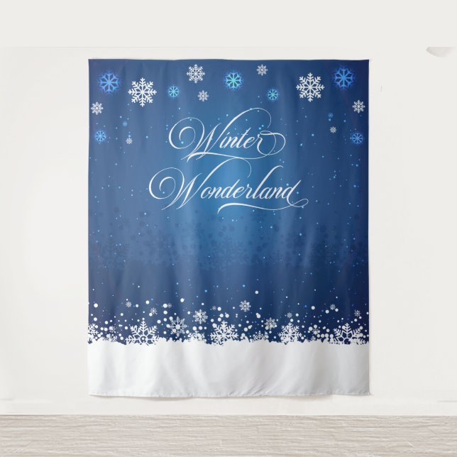 Tapiz Winter Wonderland backdrop banner photobooth Tapestry (Front)