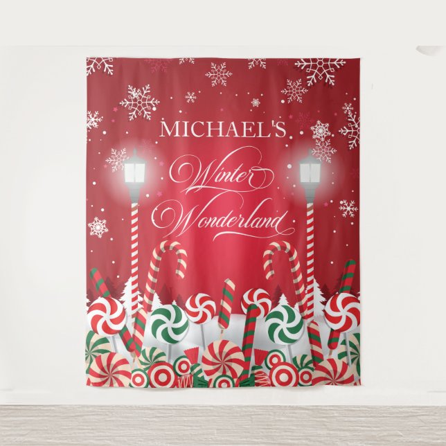 Tapiz Winter Wonderland holidays christmas banner Tapestry (Front)