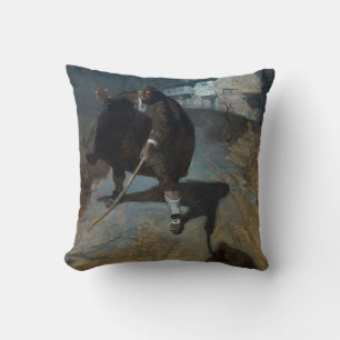 Tapping up and down the road in a frenzy by Wyeth Throw Pillow