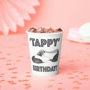 Tappy Birthday Black White Tap Dance Teacher Shoe Paper Cups