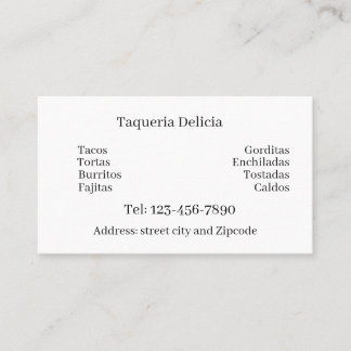 taqueria / restaurant editable card