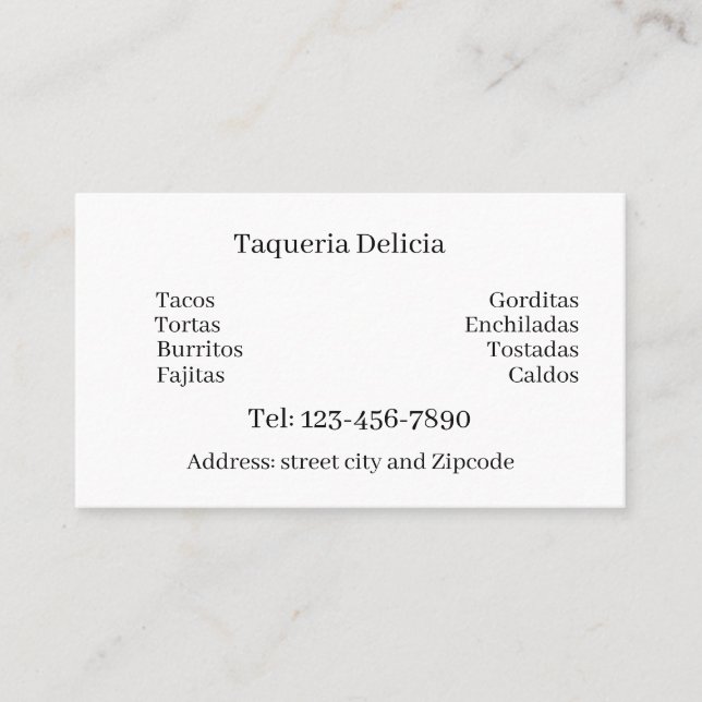 taqueria / restaurant editable card  (Front)
