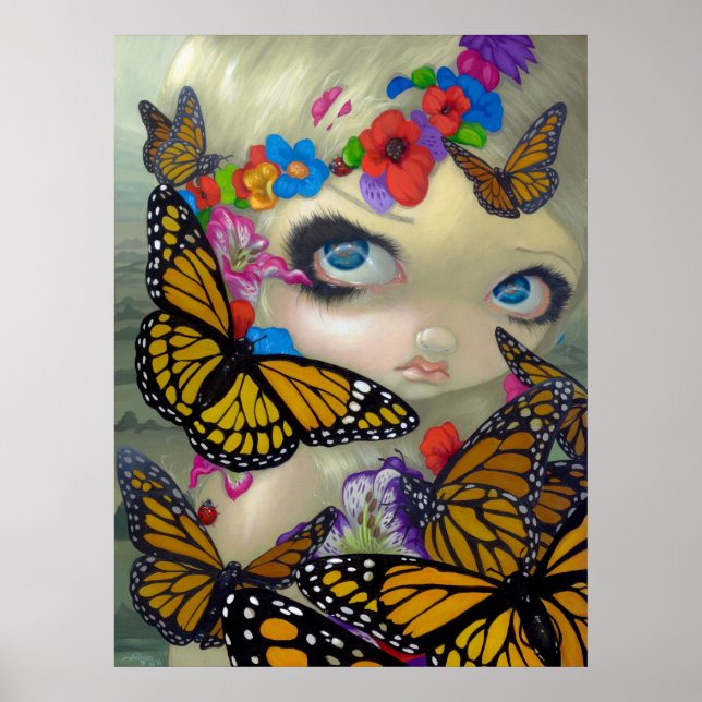 Tara fairy ART PRINT butterfly fairy big eyes art (Front)