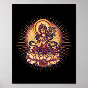 Tara Tibet Buddhism Lotus Meditation Yoga Om Spiri Poster